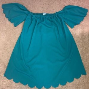 She+Sky- off the shoulder blue dress